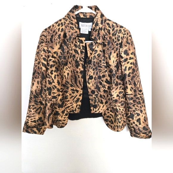 WORTH leopard print cocktail blazer vintage 90s maximalist | 6 - Picture 1 of 6